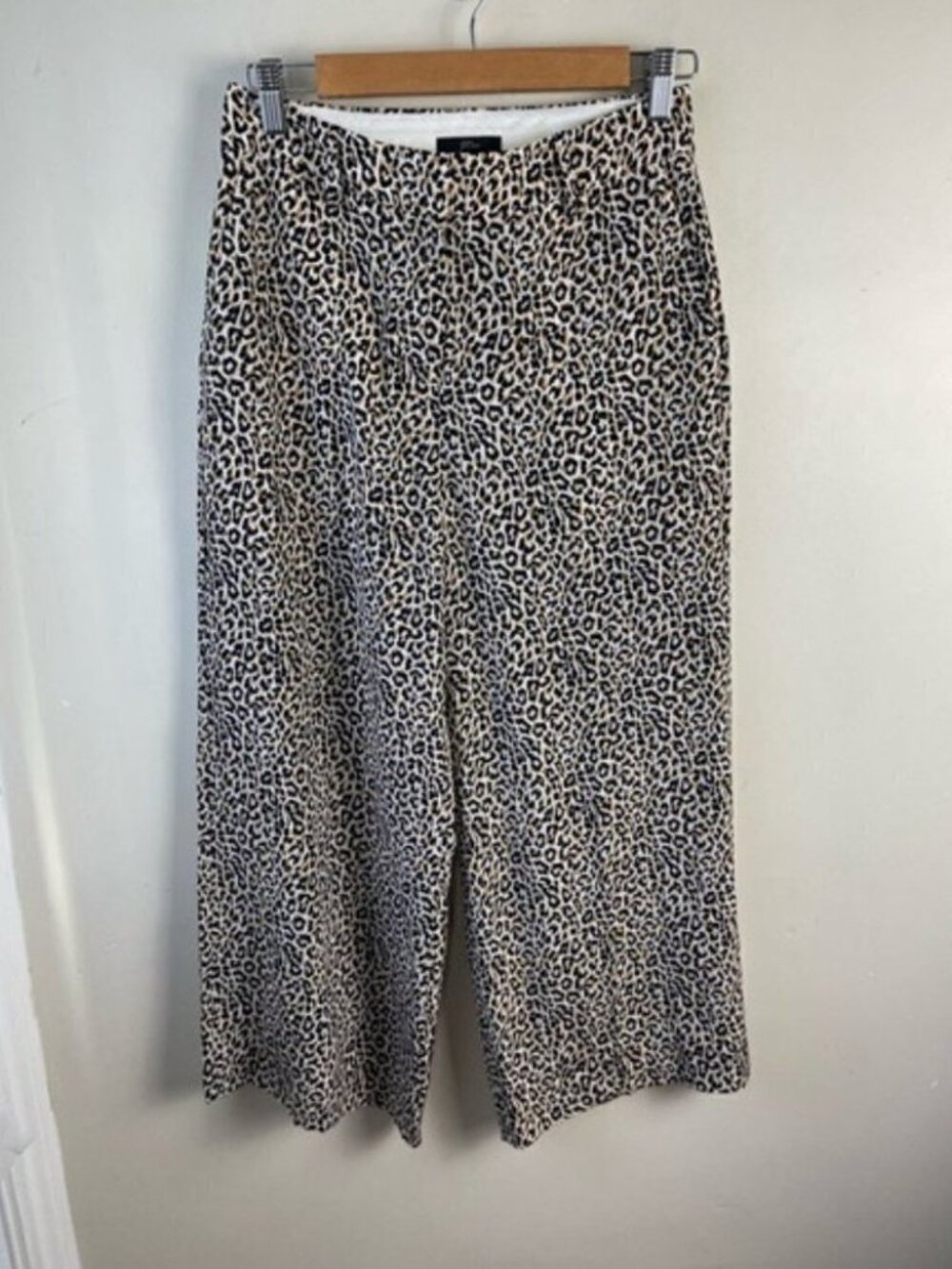 J Crew Wide-leg cropped high rise pant in animal leopard-print silk size 2